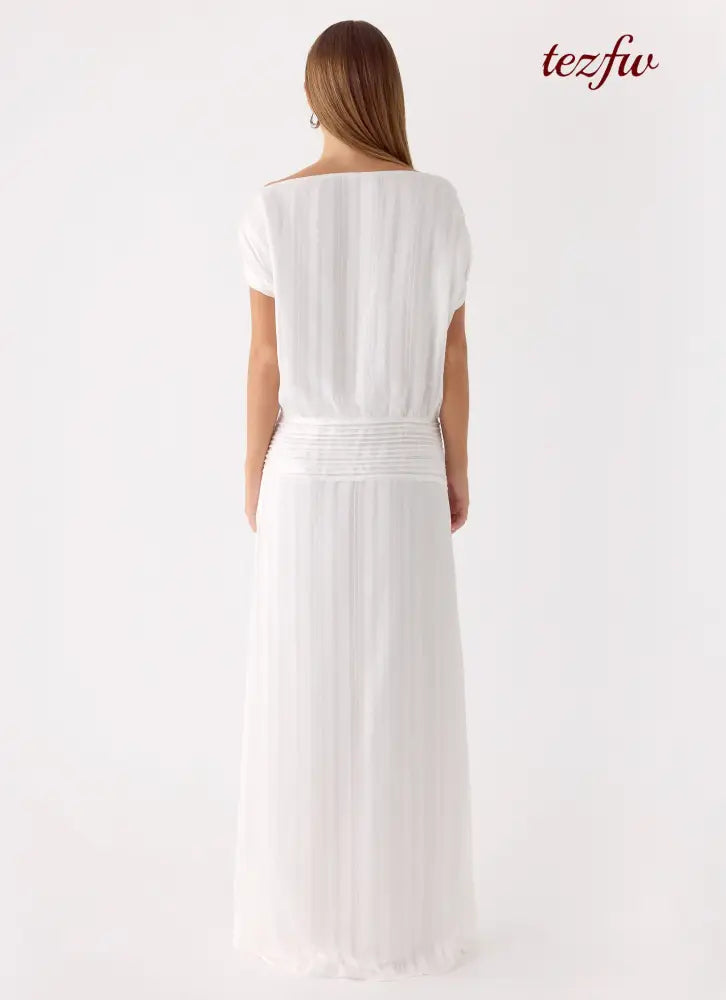 Rexi One Shoulder Maxi Dress - White - Maxi Dresses