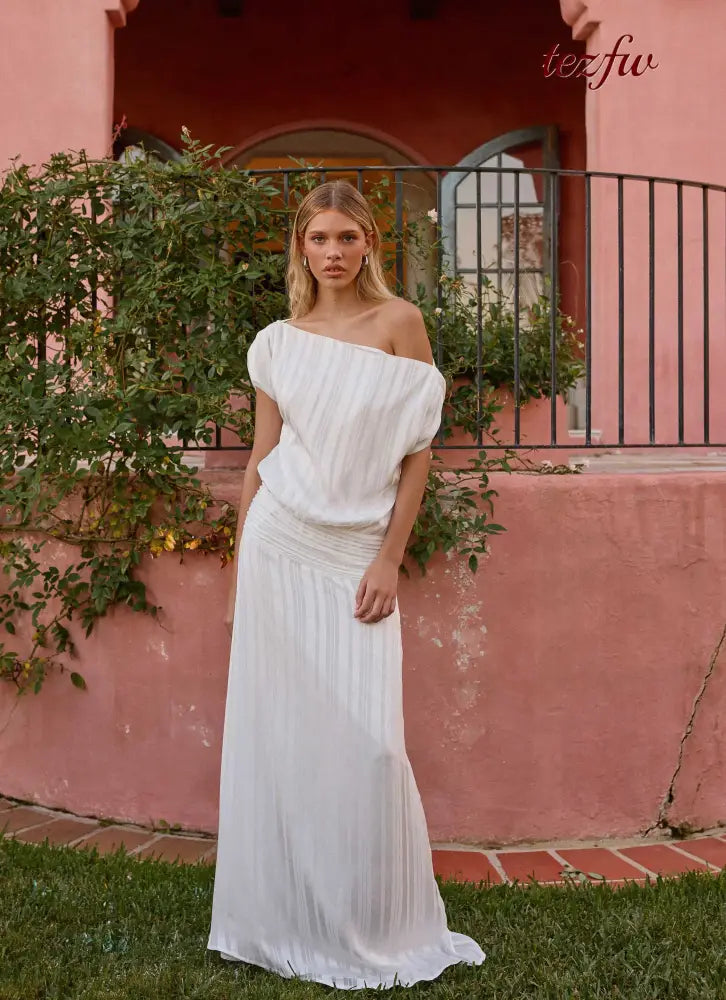 Rexi One Shoulder Maxi Dress - White - Maxi Dresses