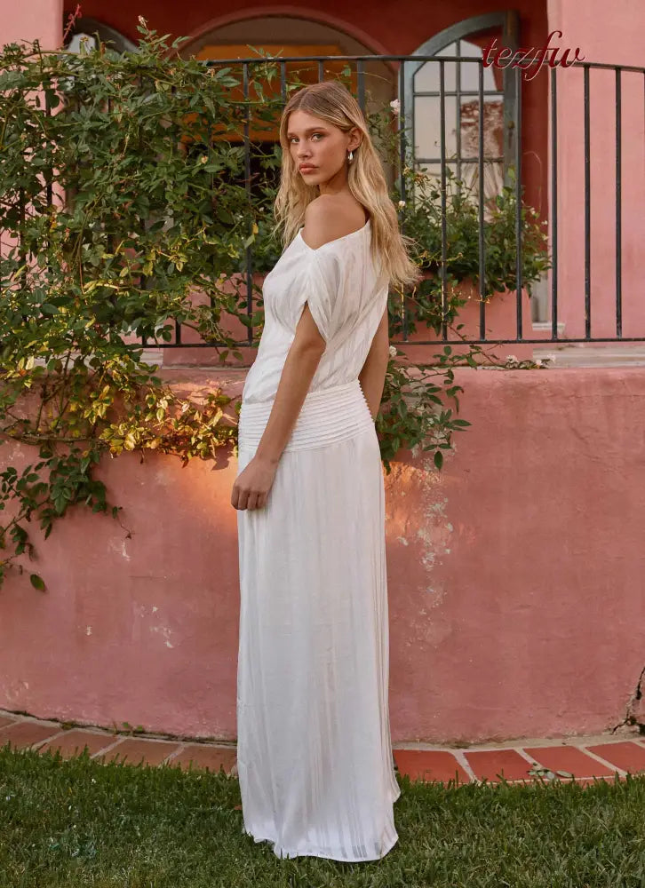Rexi One Shoulder Maxi Dress - White - Maxi Dresses