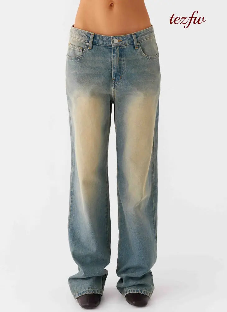San Diego Straight Leg Denim Jeans - Blue Wash - Jeans