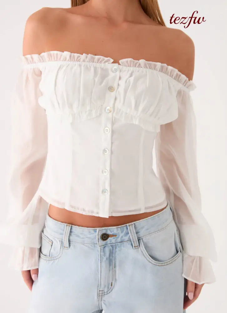 Serelith Top - White - Long Sleeve Tops