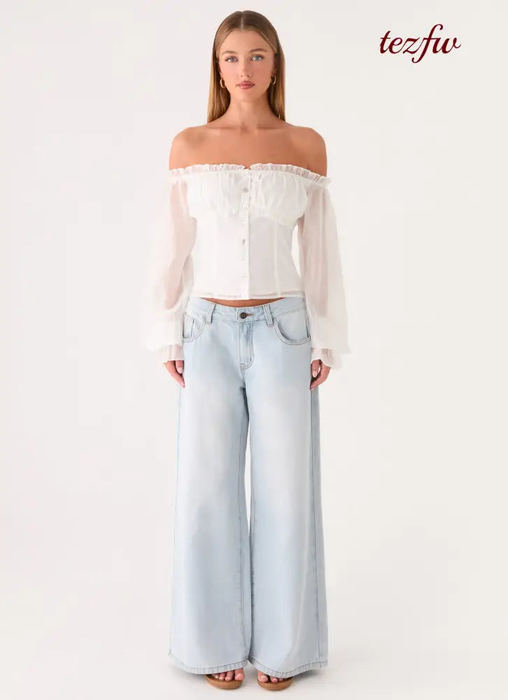 Serelith Top - White - Long Sleeve Tops
