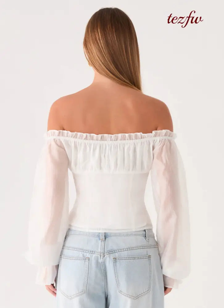Serelith Top - White - Long Sleeve Tops