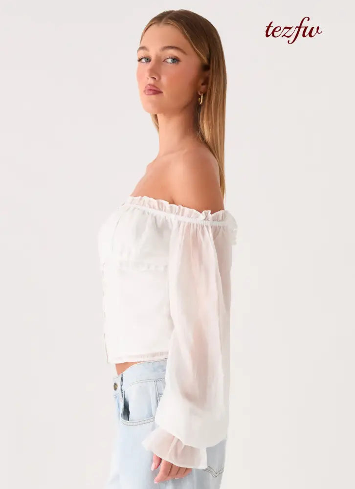 Serelith Top - White - Long Sleeve Tops
