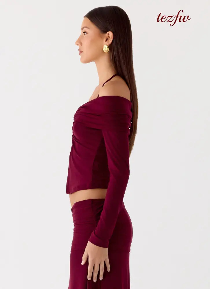 Thorness Long Sleeve Top - Plum - Tops