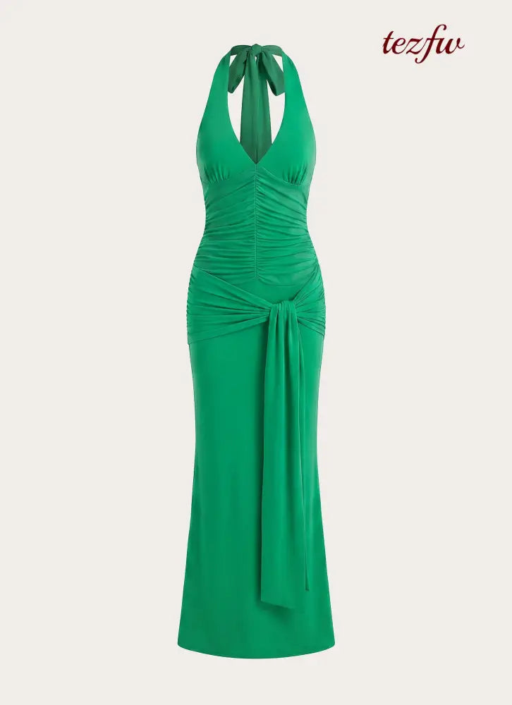 Tylan Halter Maxi Dress - Emerald Green - Maxi Dresses