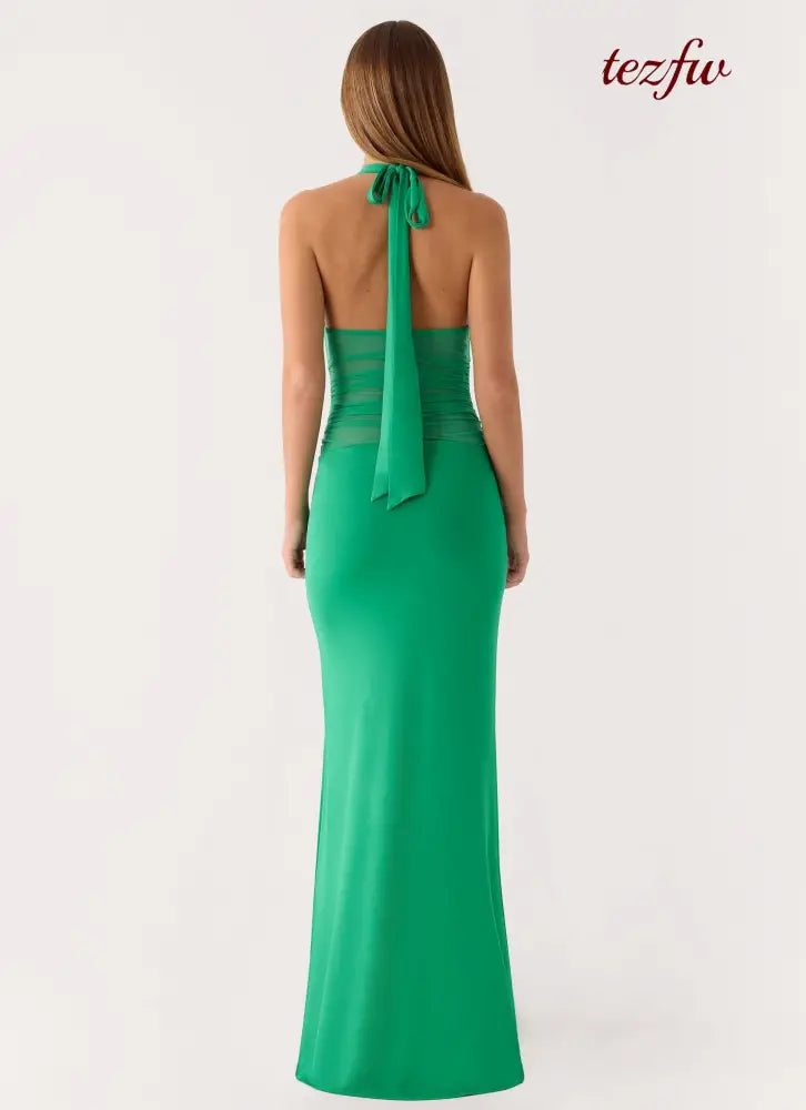 Tylan Halter Maxi Dress - Emerald Green - Maxi Dresses