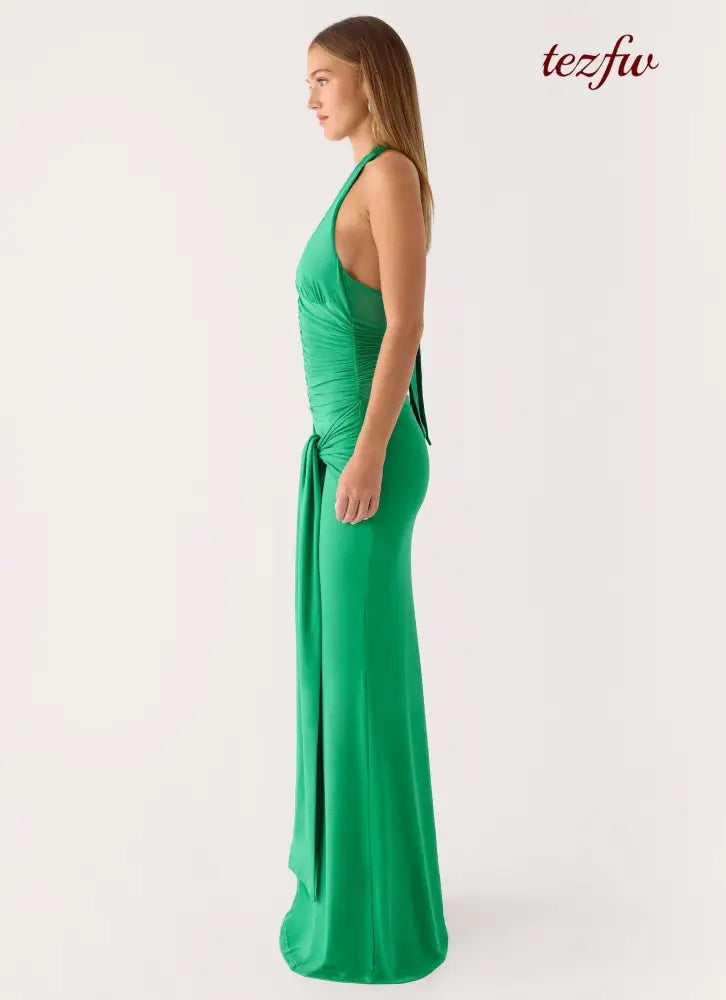 Tylan Halter Maxi Dress - Emerald Green - Maxi Dresses