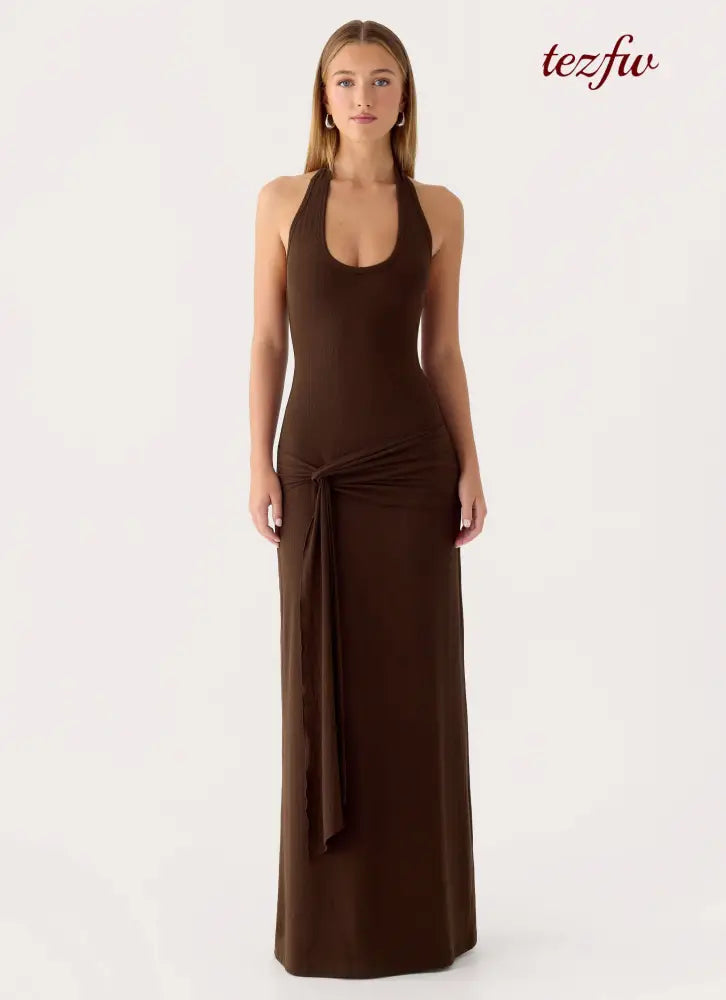 Vedetta Maxi Dress - Chocolate - Maxi Dresses