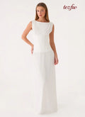 Winello Corset Maxi Dress - Off White - Maxi Dresses