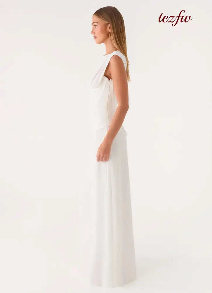 Winello Corset Maxi Dress - Off White - Maxi Dresses